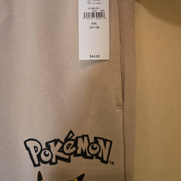 NWT - GAP Pokemon Pikachu Kids Sweatpants XXL - Sand - Picture 3 of 5